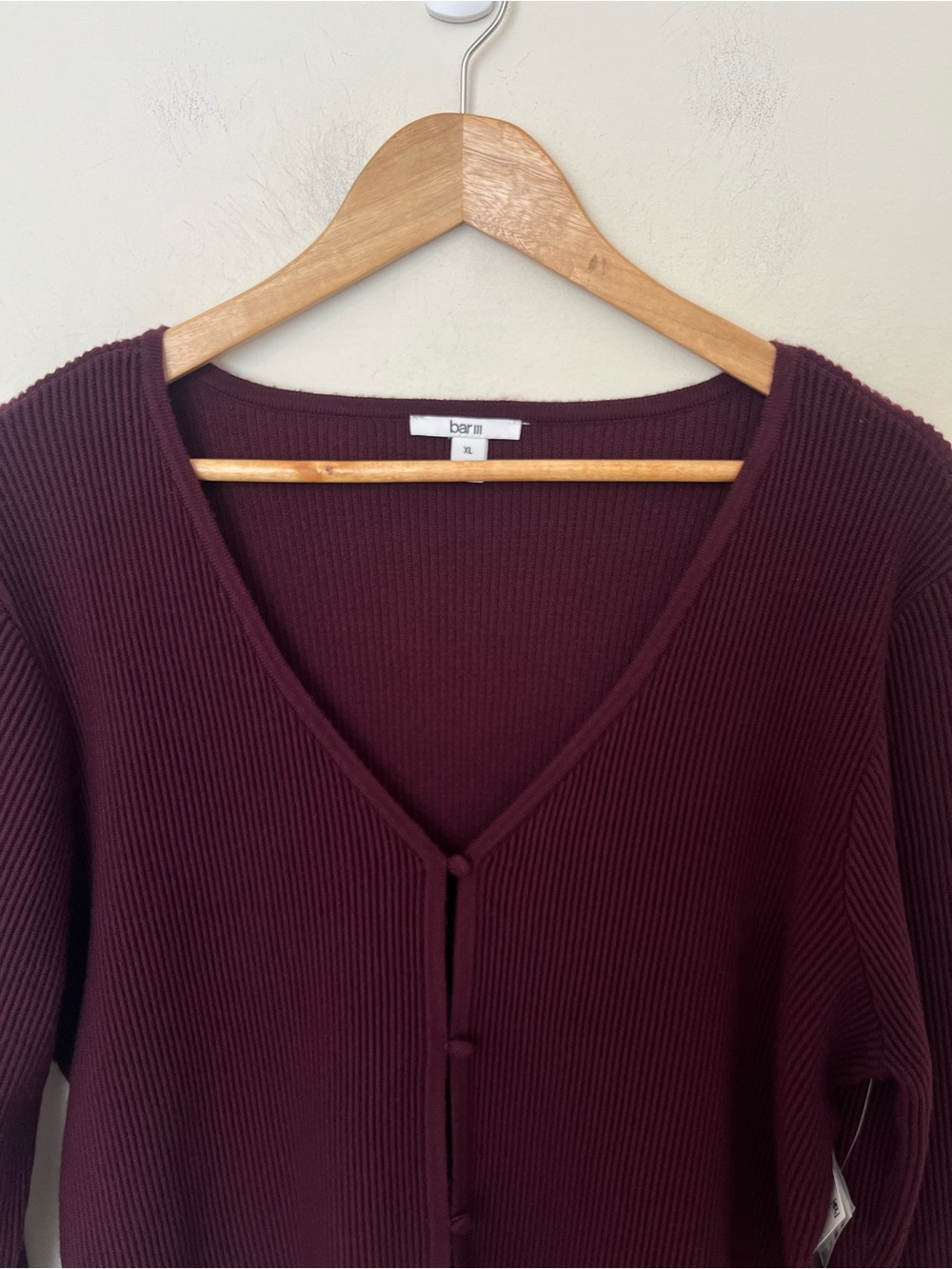 Bar III Ribbed Burgundy Cardigan XL NWT | Tell Me Lies Wardrobe - Picture 3 of 12